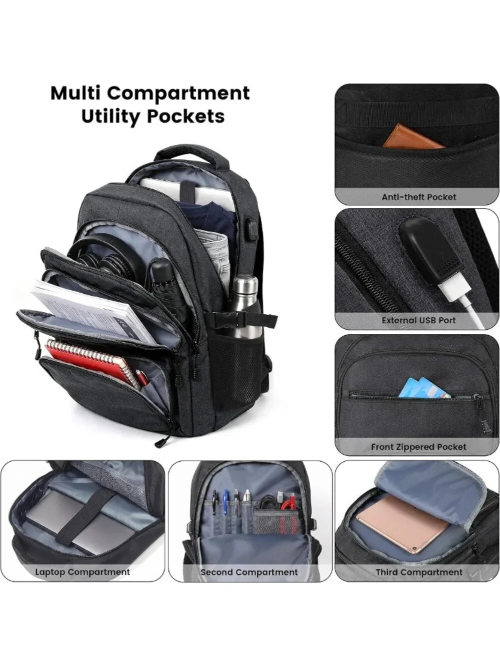 Stylish Large Laptop Backpack for Business Travel, Fits 16
